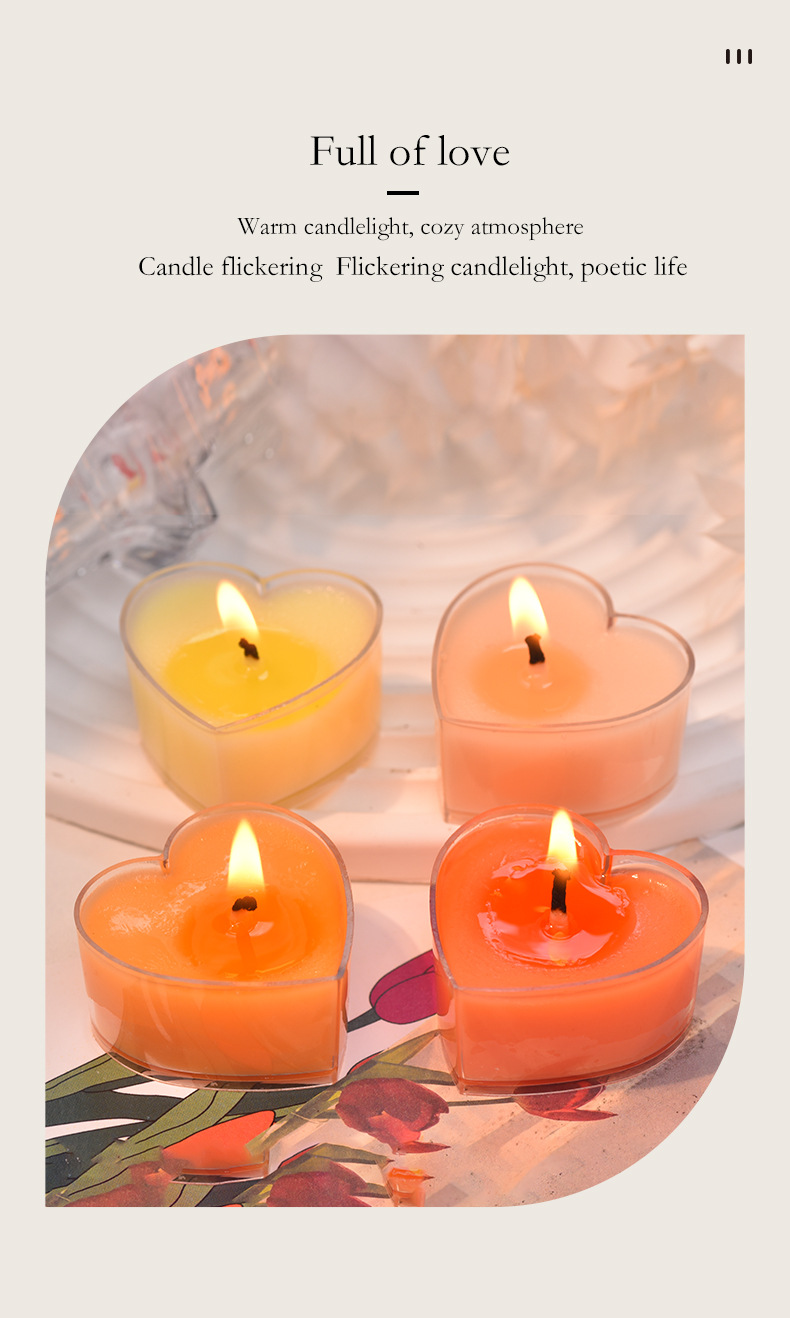Wholesale heart-shaped candles, plant wax scented candles, birthday and proposal romance, heated for 4 hours, heart-shaped tea wax pic 10