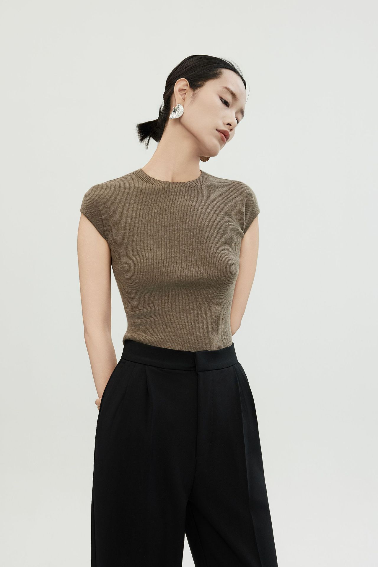 白露版型巨好无缝短袖针织衫半袖打底上衣圆领T恤女羊毛衫修身详情31