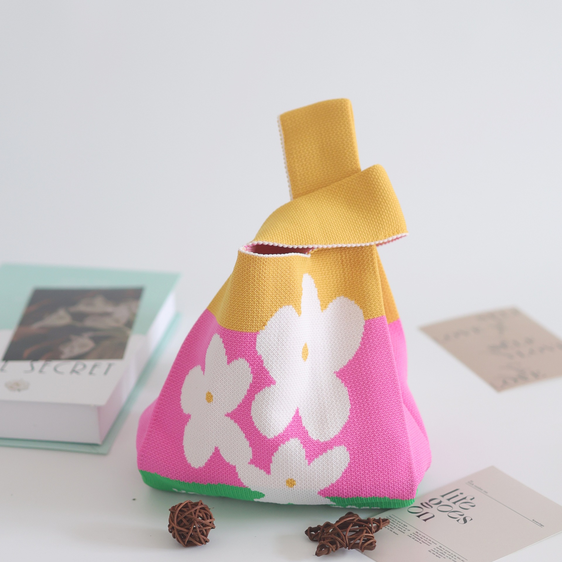 韩版针织包手提包水桶包托特包百搭编织包可爱笑脸系简约伴手礼详情11