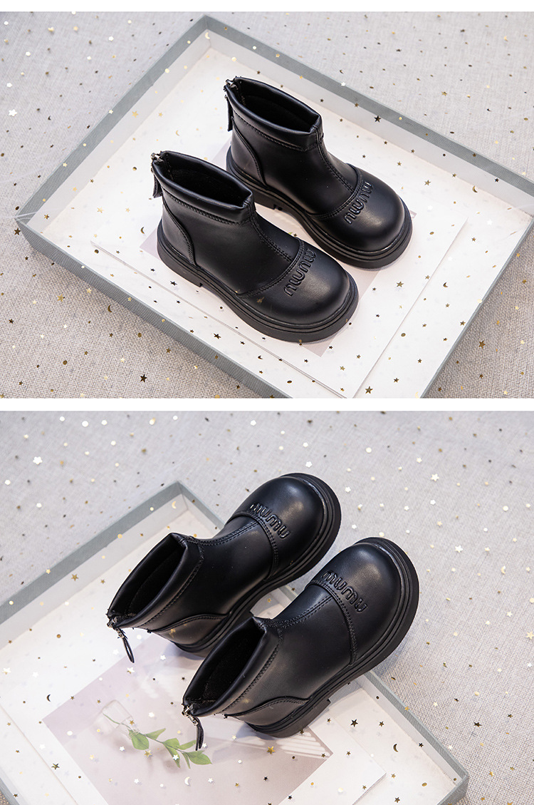 2024秋季新款女童中帮皮靴男童韩版儿童短靴时尚休闲中筒童鞋批发详情8