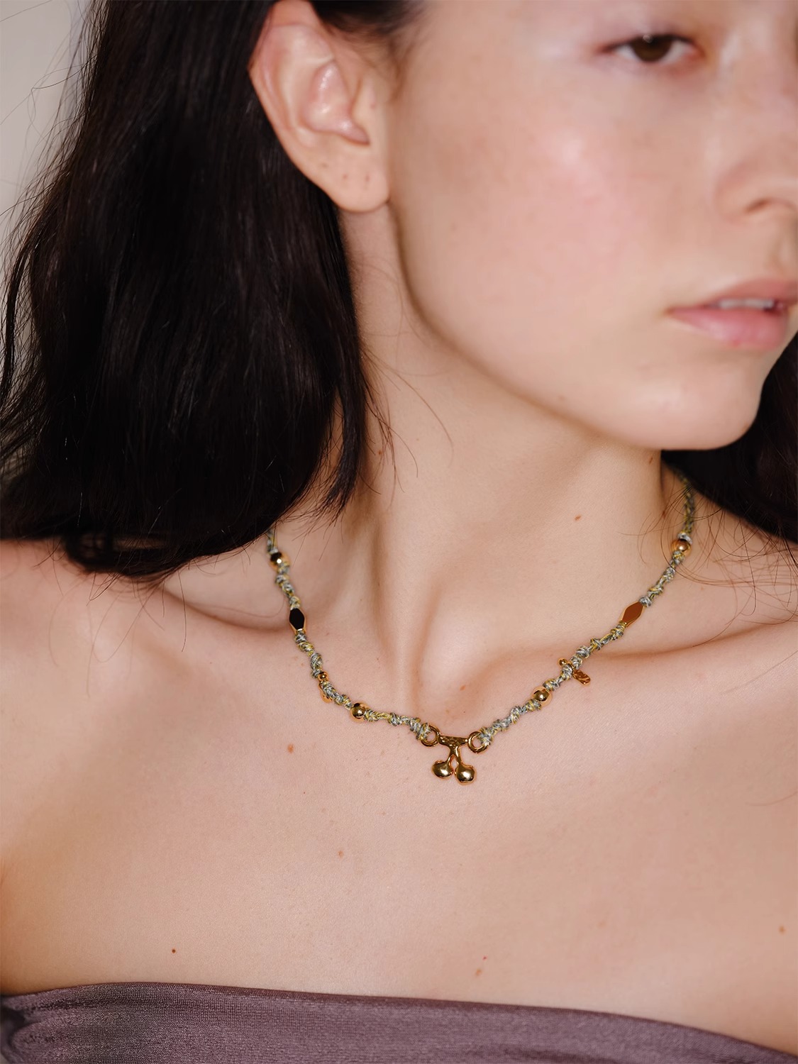 复古小众设计ins清新水果彩色编绳项链女纯手工编织日常百搭配饰详情4