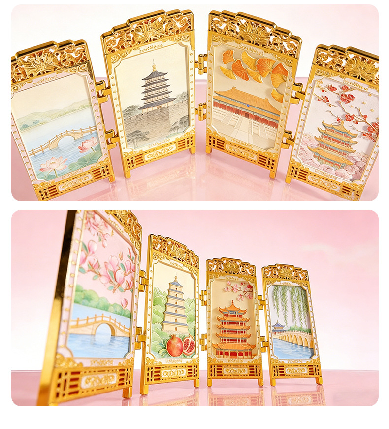 Suzhou metal screen refrigerator magnets, four-fold, Chinese city national trend cultural and creative gifts, customized refrigerator magnets pic 12