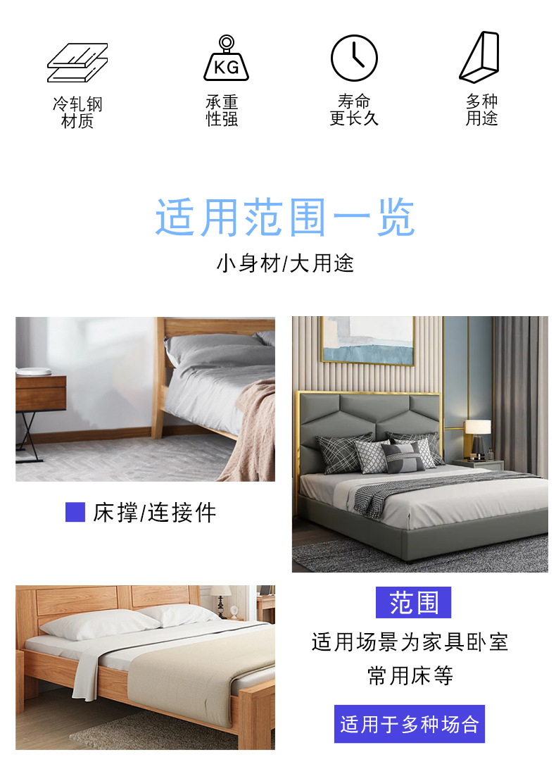 Thickened bed corner codes, three-sided fixed 90-degree right-angle Angle iron, left and right wall cabinet corner supports, bed fixing magic hardware accessories pic 2
