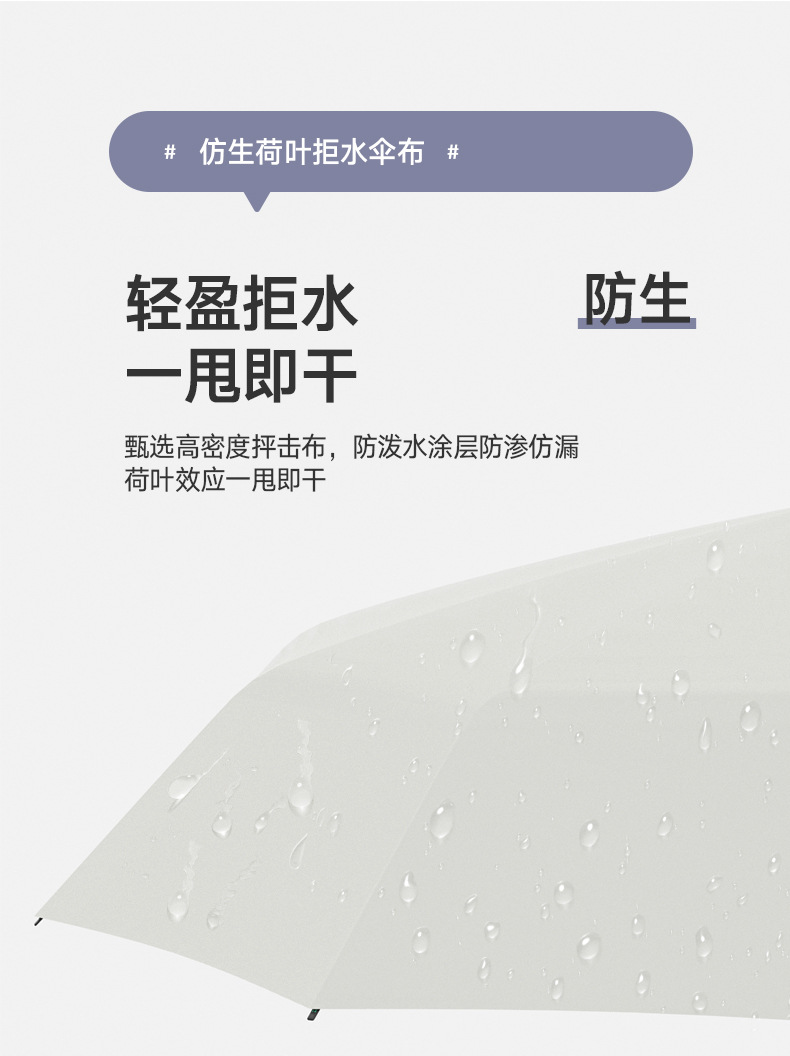 新款三折10骨自动雨伞黑胶莫兰迪色太阳花手柄遮阳礼品伞加印logo详情22