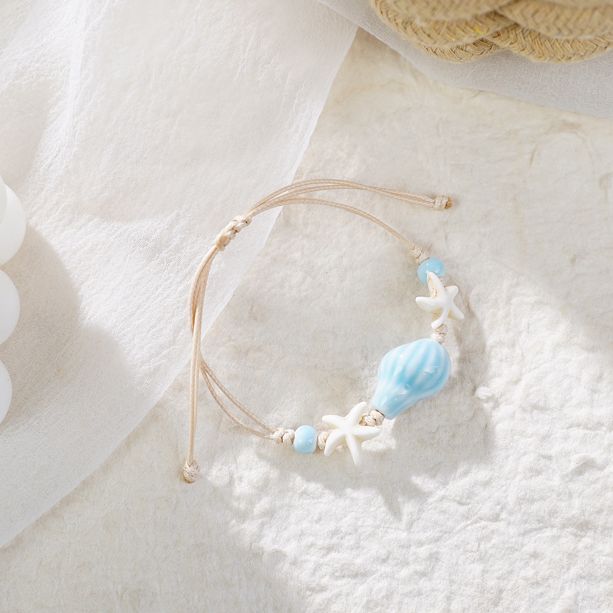 Origin source woven ceramic bracelet, niche design, high-end feel, sweet and feminine, versatile, artistic ocean shell bracelet pic 2