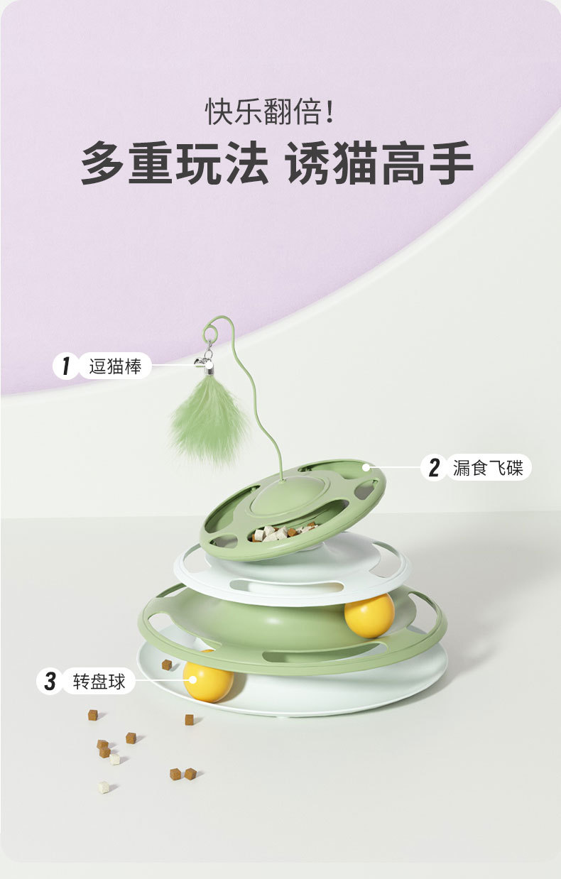 新款飞碟猫转盘玩具 猫咪游乐盘益智互动可漏食转盘 宠物逗猫玩具详情8