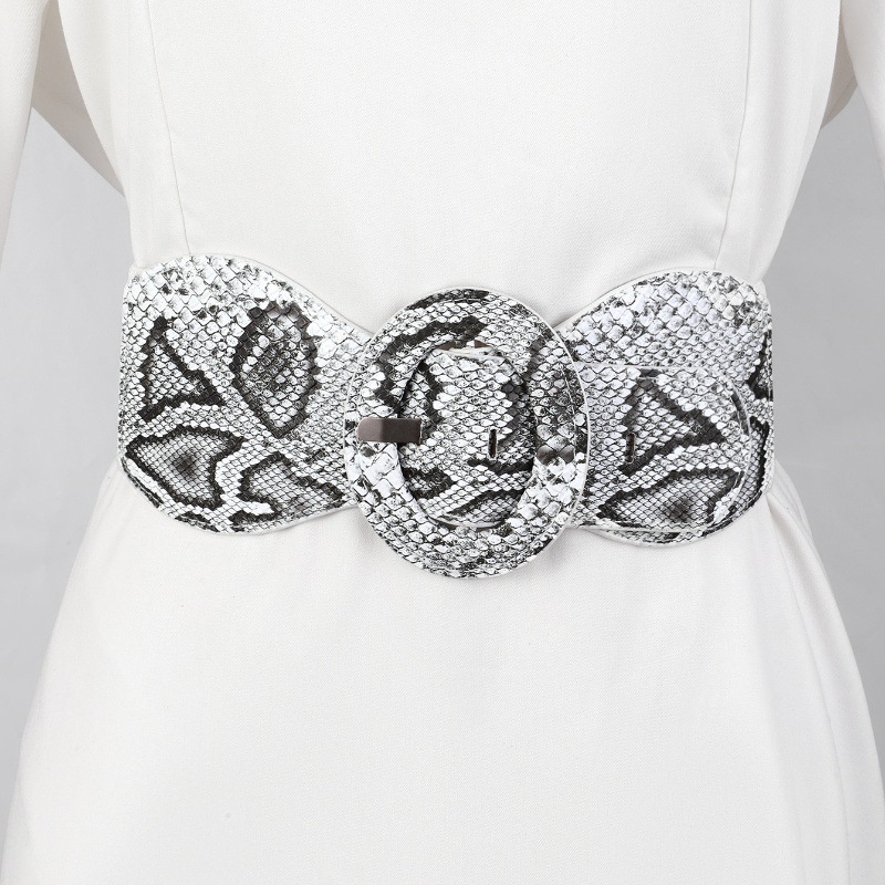 跨境欧美宽腰封蛇纹弹力松紧紧身衣带时尚休闲宽腰封女连衣裙配饰详情1