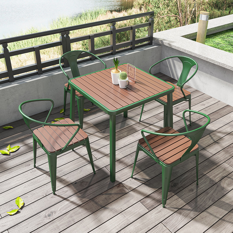 户外花园阳台防水防晒防腐木彩色桌椅室外塑木露天台庭院休闲桌椅详情10