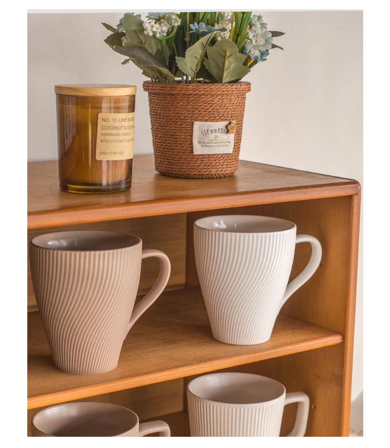 Ceramic mugs, simple and retro embossed, home coffee cups, water cups, office oatmeal cups, couple cups, minor flaws pic 7