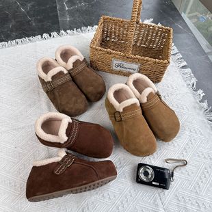 发泡底真皮雪地靴女2025冬季新款复古保暖女靴厚底增高百搭鞋子女详情7