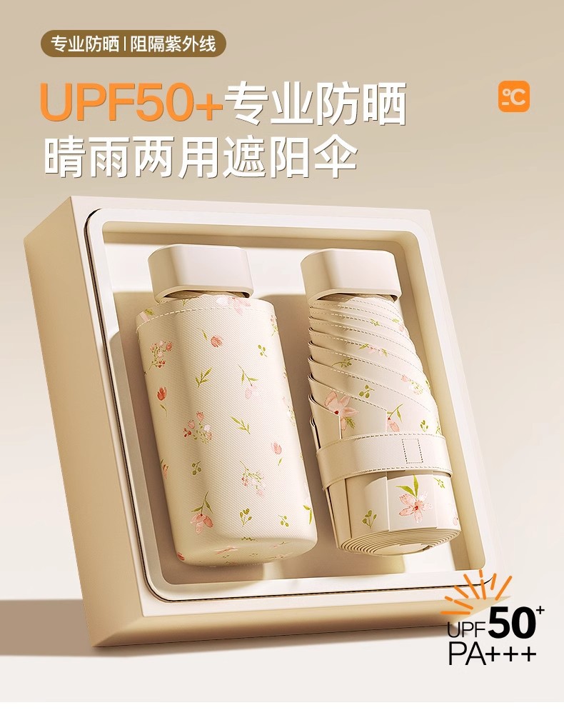 六折防晒小巧遮阳伞口袋紫外线太阳伞晴雨便携两用迷你折叠卡片伞详情1