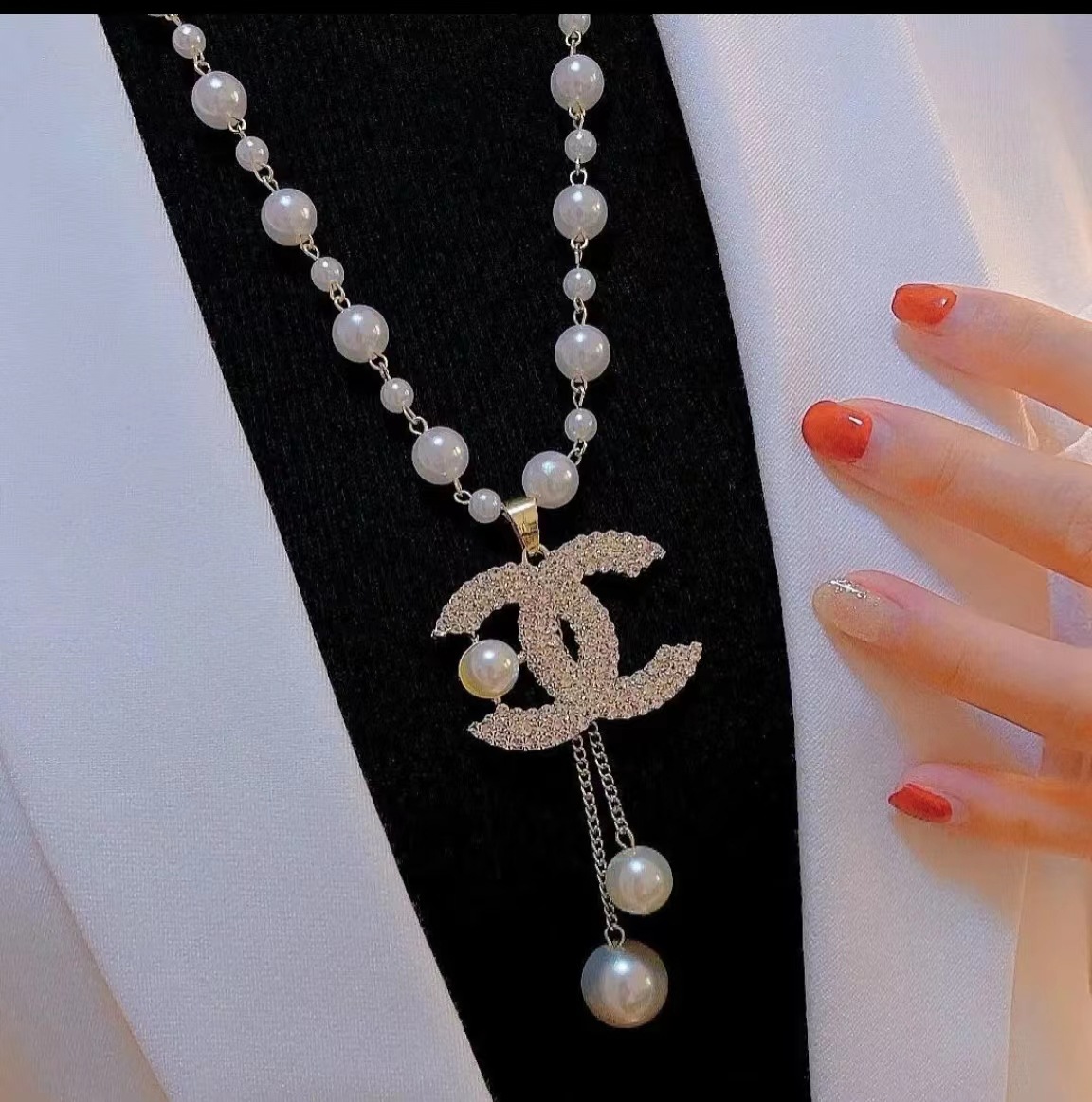 轻奢合金小香风珍珠项链长毛衣链女高级感时尚百搭装饰品配饰挂件详情10