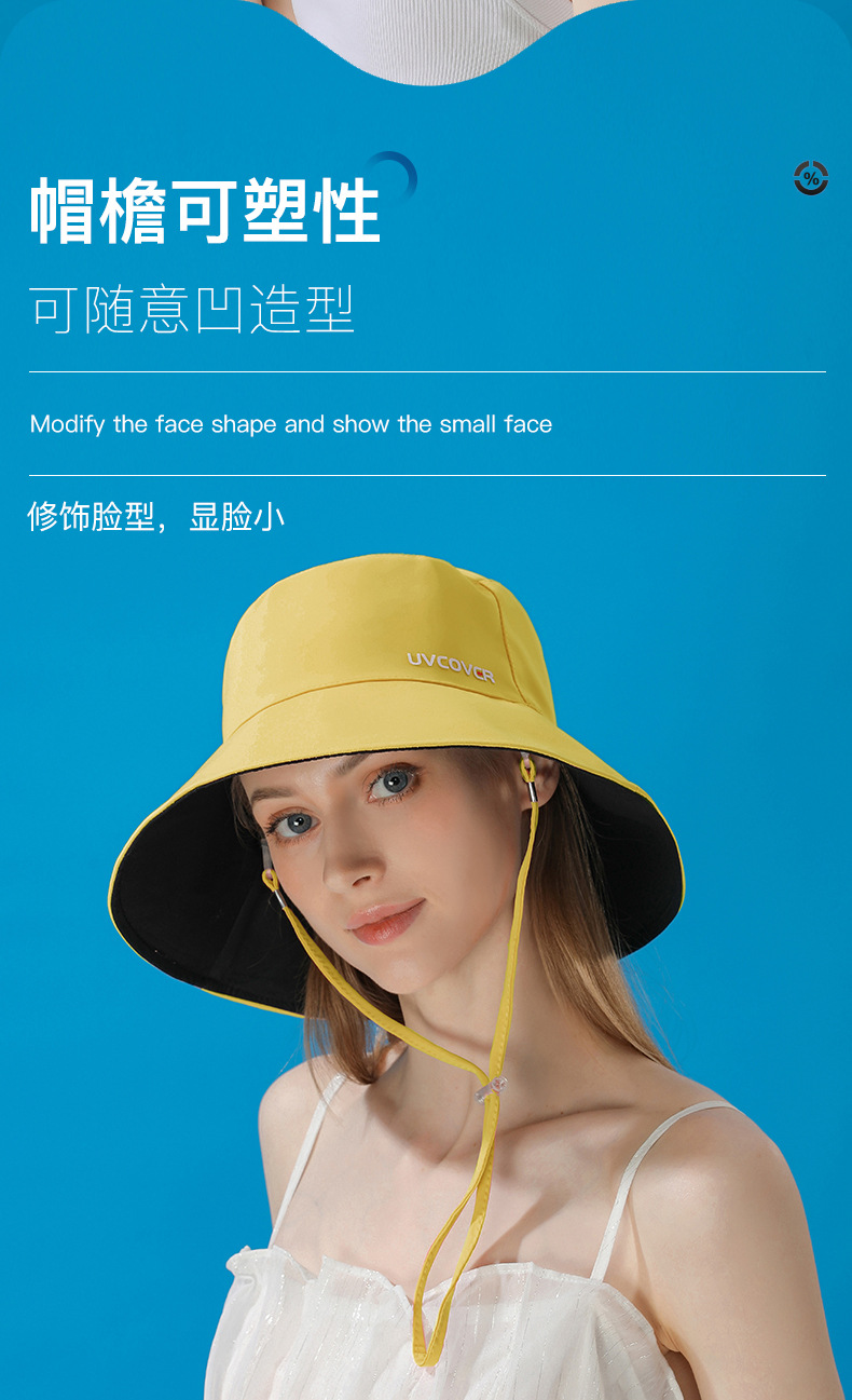 UVCOVER防晒春夏渔夫帽女显脸小盆帽夏天防紫外线遮阳太阳帽子潮详情11