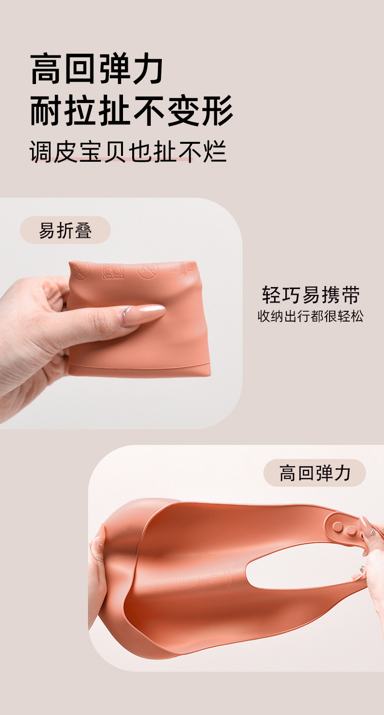 宝宝吃饭围兜防水硅胶辅食饭兜超软婴儿便携儿童围嘴防脏神器详情7