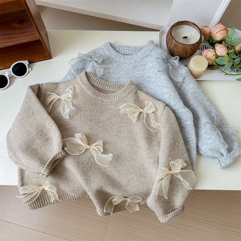 Estrella infantil redondo coreano suéter para niños primavera/otoño nuevo zoeong niña versión coreana moda niños arco jersey pic 21
