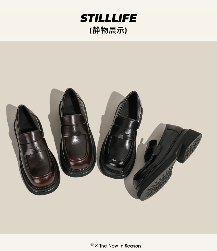 真皮~棕色小皮鞋女复古休闲一脚蹬单鞋学院jk乐福鞋大码女鞋详情28