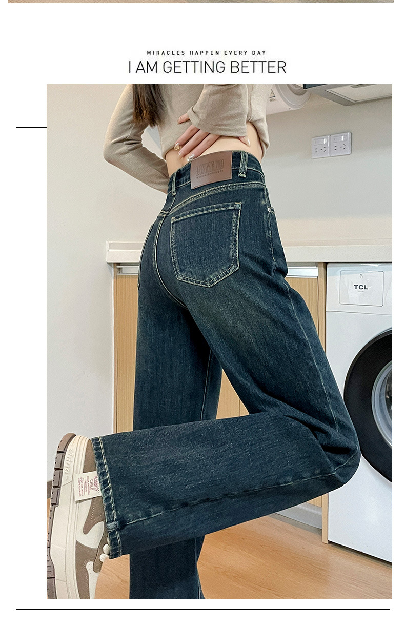 Straight-leg jeans for women in the spring and autumn of 2025, high-waisted light blue narrow style, slimming wide-leg pants, height-enhancing pants pic 25