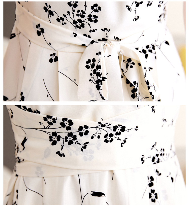 French floral chiffon dress for women 2024 Summer new style, fashionable, elegant and versatile V-neck midlength dress pic 2