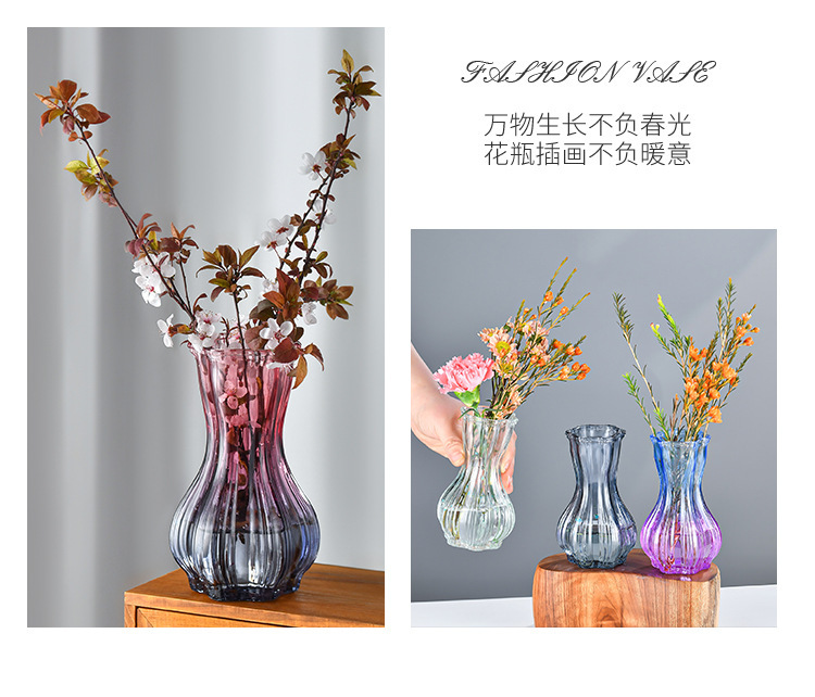 Nordic garlic-patterned glass vase with a transparent tabletop for living room decoration, ins style, high appearance level, dried fresh flower vase pic 10