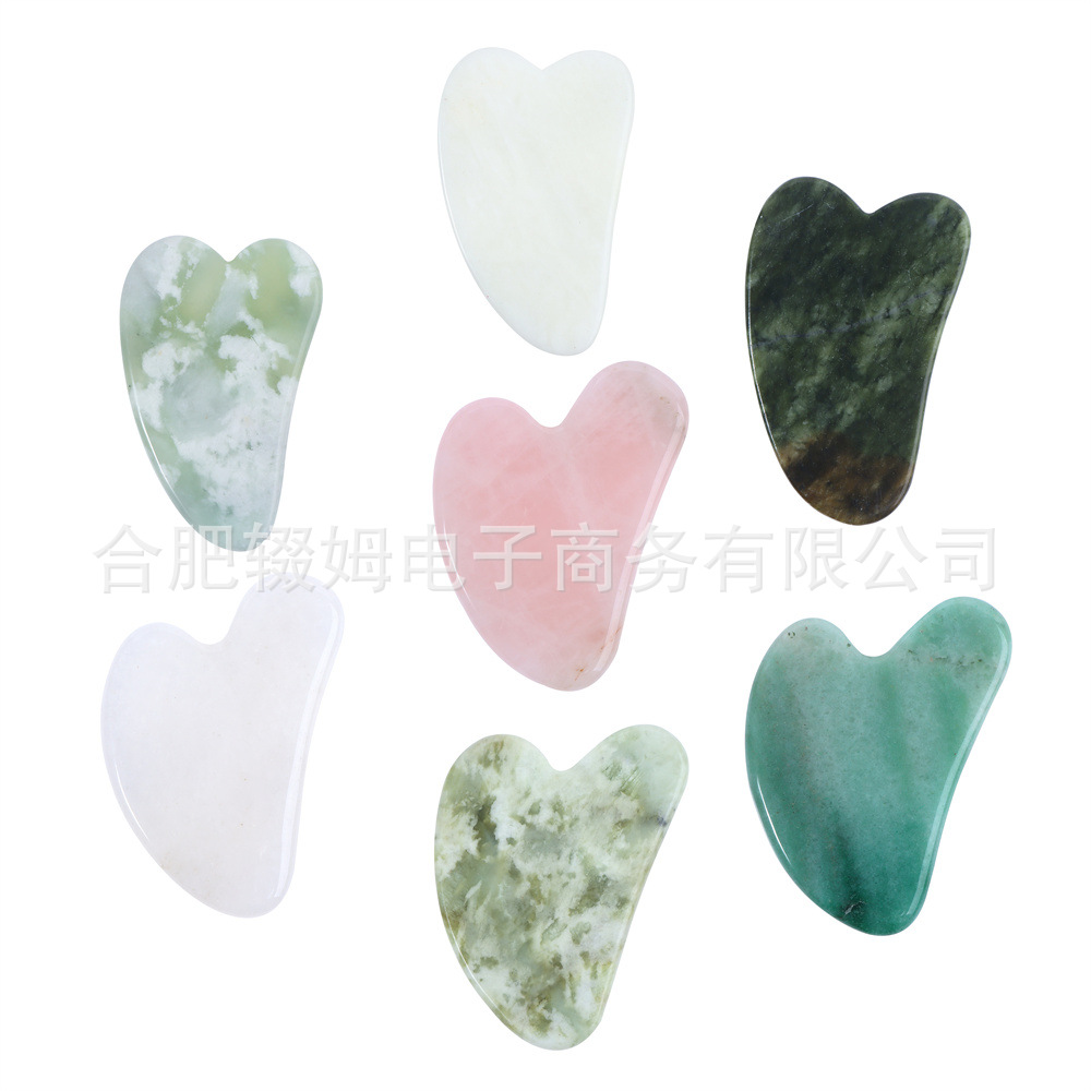 跨境天然玉石滚轮美容器粉晶东陵刮痧板全身通用脸部颈部按摩器详情8