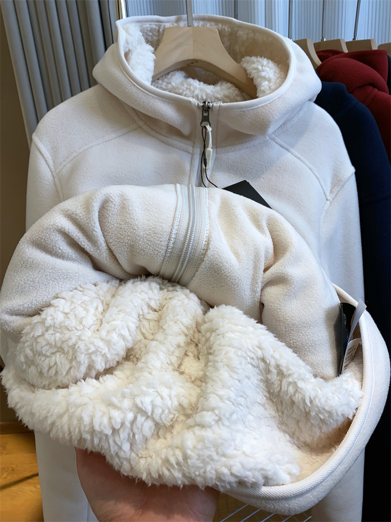 黑科技发热双面摇粒绒拉链连帽加厚情侣外套卫衣女详情22
