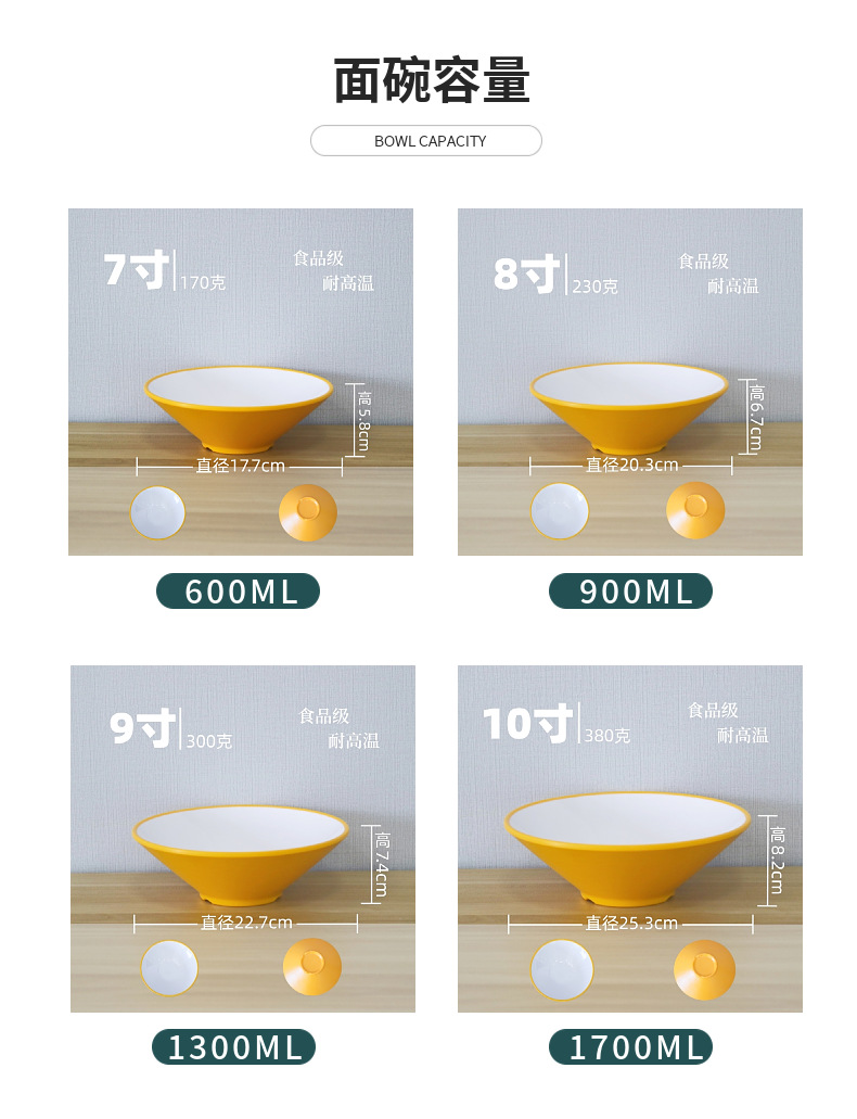 Wholesale of A5 melamine tableware, two-color conical bowls, commercial noodle bowls, spicy hot pot bowls, round ramen bowls, and special bowls for noodle restaurants pic 13