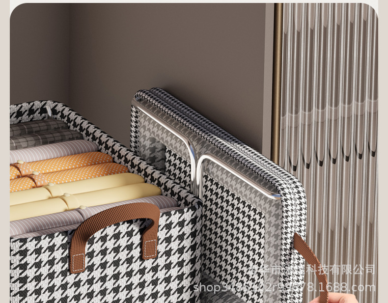 Thousand-bird grid fabric storage box, steel frame clothing and pants storage basket, drawer-type multi-functional storage box, dormitory clothes pic 17