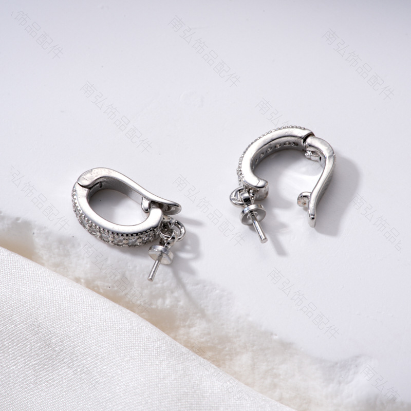 18K gold-plated color-preserving pearl necklace pendant buckle, micro-inlaid universal buckle strap, sheep eye needle empty stand accessory diy accessory pic 31