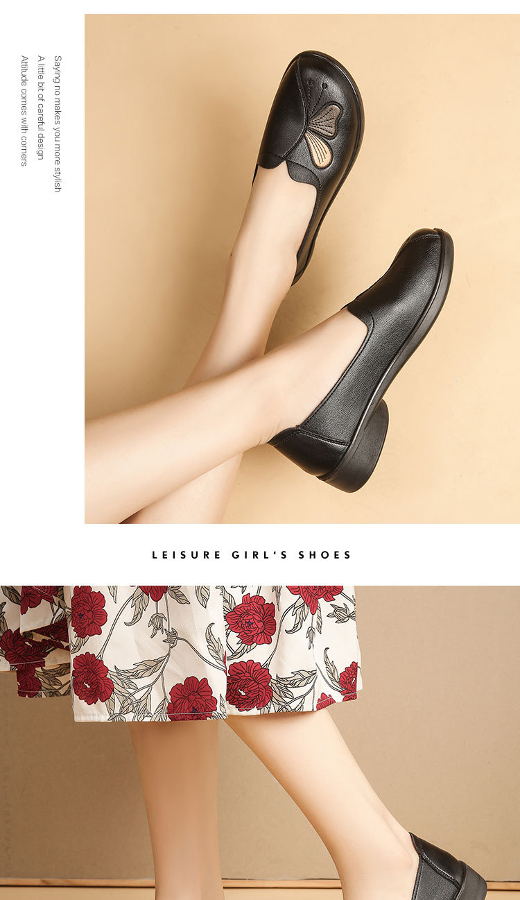 秋季新款妈妈鞋春秋款真皮中老年平底妈妈单鞋老人防滑软底皮鞋详情21