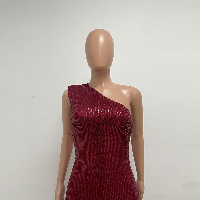 新中式无袖连体衣独立站夏季单肩亮片连体裤女批发详情49