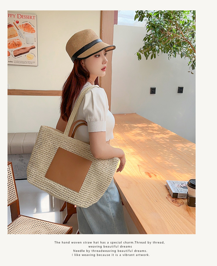 韩国超火爆款草编包包女2024新款夏天淑女手提包大容量单肩腋下包详情9