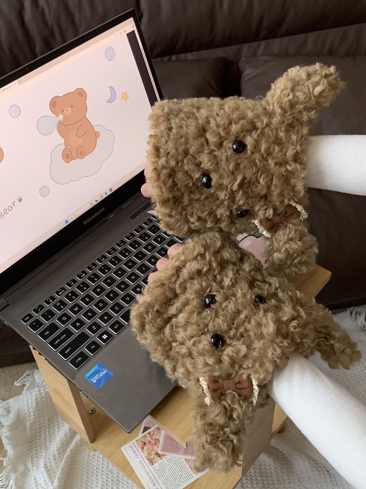 新卡通毛茸茸可爱斜耳狗毛绒手套时尚护手女加厚保暖百搭时尚袖套详情16