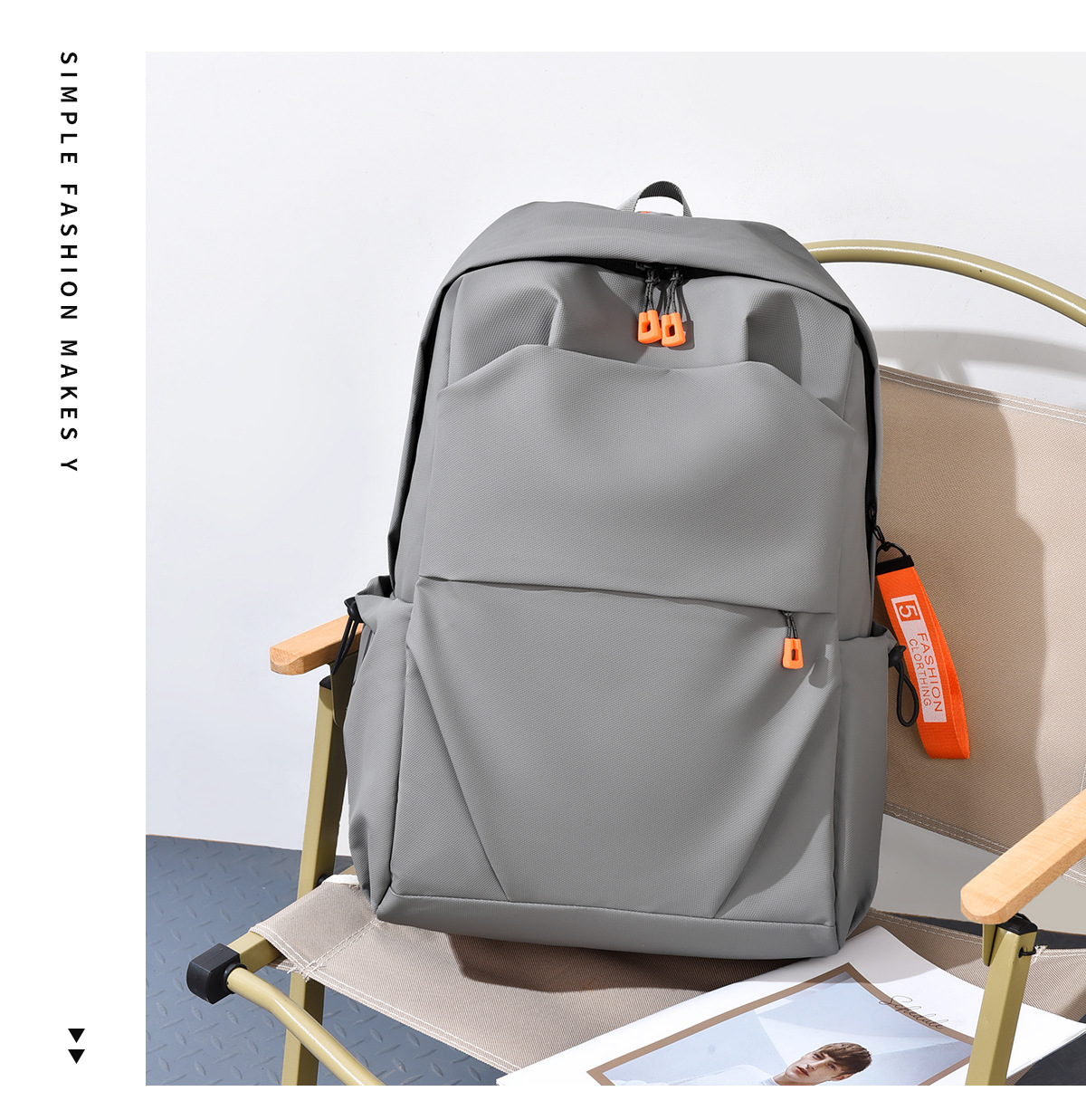 纯色休闲背包双肩包男女简约运动双肩背包通勤潮轻便旅行背包批发详情22