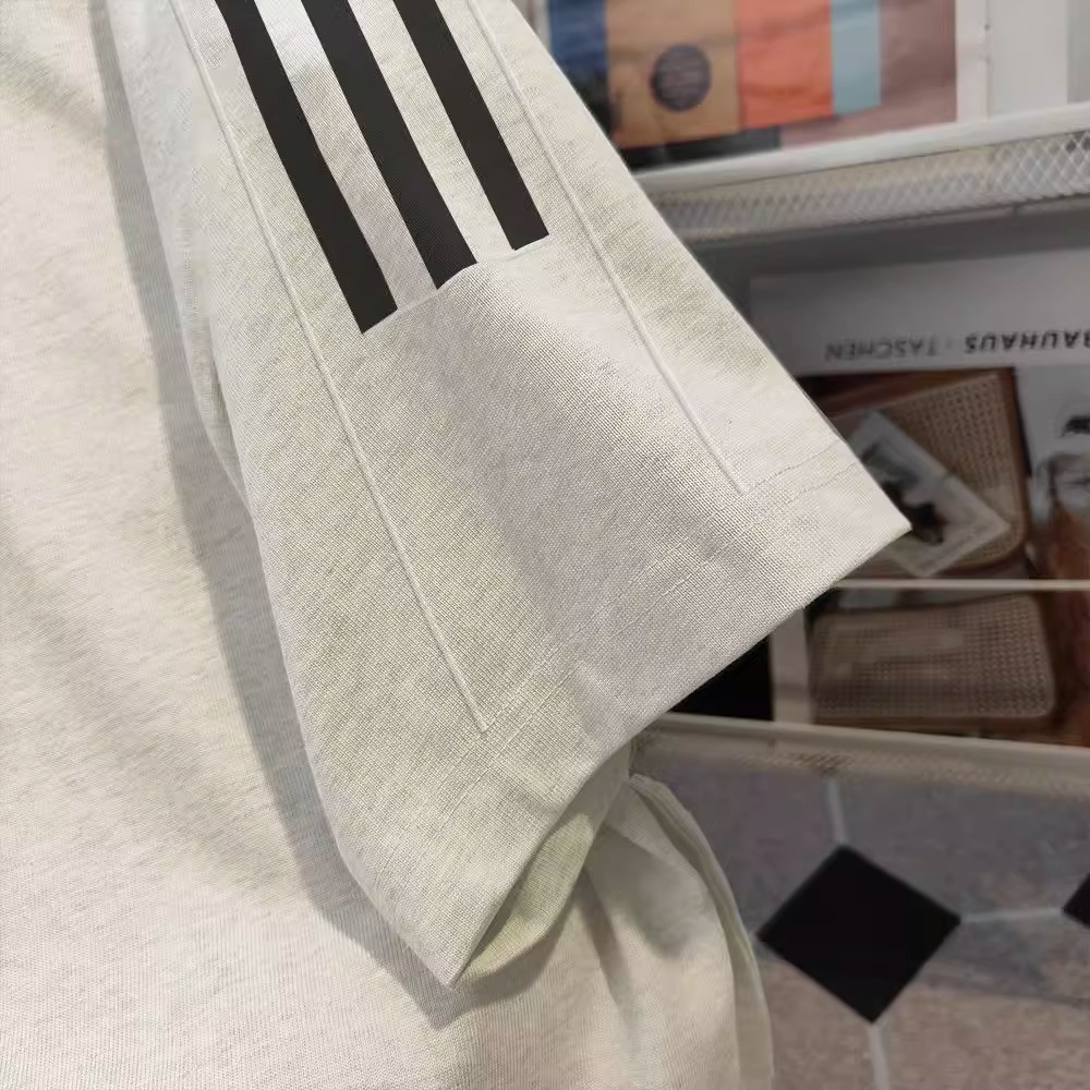 美式纯棉三条杠短袖t恤男复古夏季圆领宽松百搭慵懒感情侣上衣服详情4