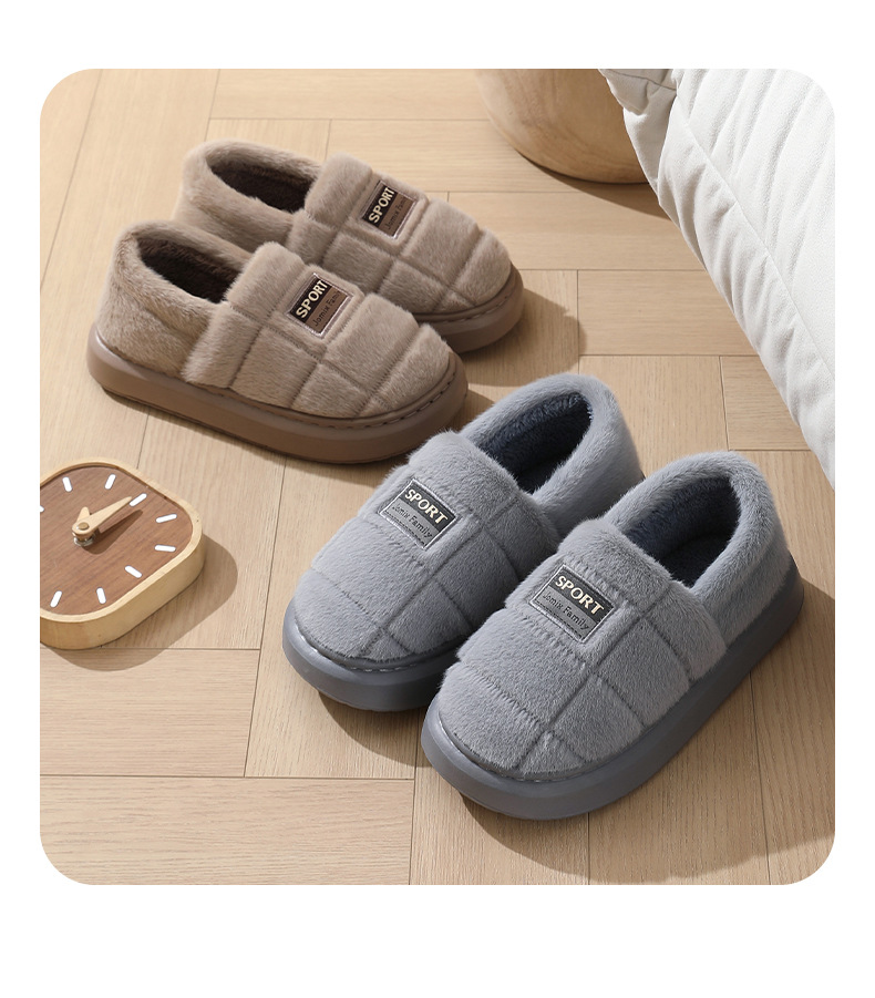 Zapatos de algodón de felpa más tamaño bolsa de talón zapatillas de algodón para hombres invierno interior hogar antideslizante plataforma extendida zapatos de algodón al por mayor pic 13