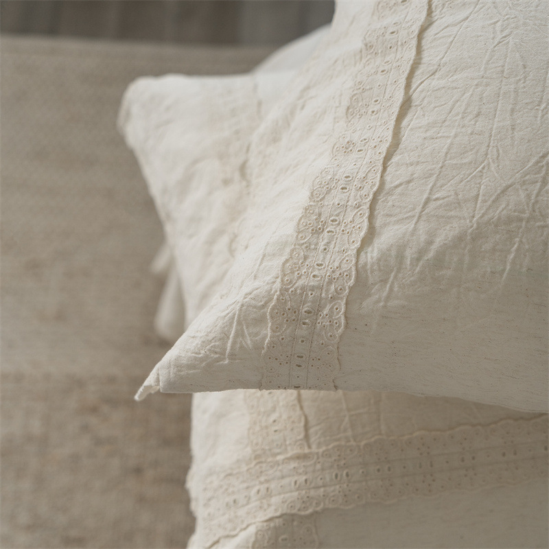 Fontainebleau - Light French Retro A-class Linen All-Cotton Four-piece Set for Homestay Heavy Industry Lace Cotton and Linen Bedding pic 10