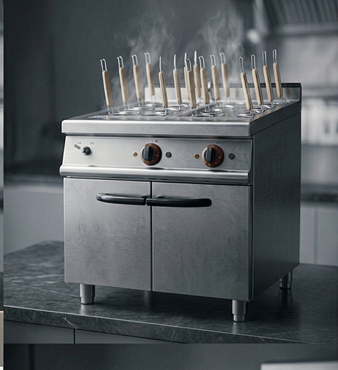 凯平立式商用豪华电热燃气煮面炉连柜座煮面机烫粉烫面多功能分煮详情7