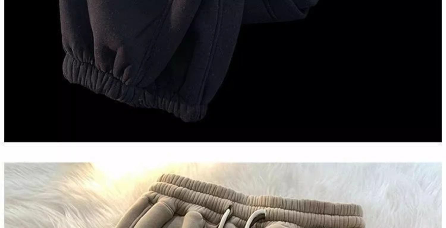 男女童休闲裤秋冬新款加绒加厚运动冬装中大童阔腿羊驼绒束脚长裤详情9