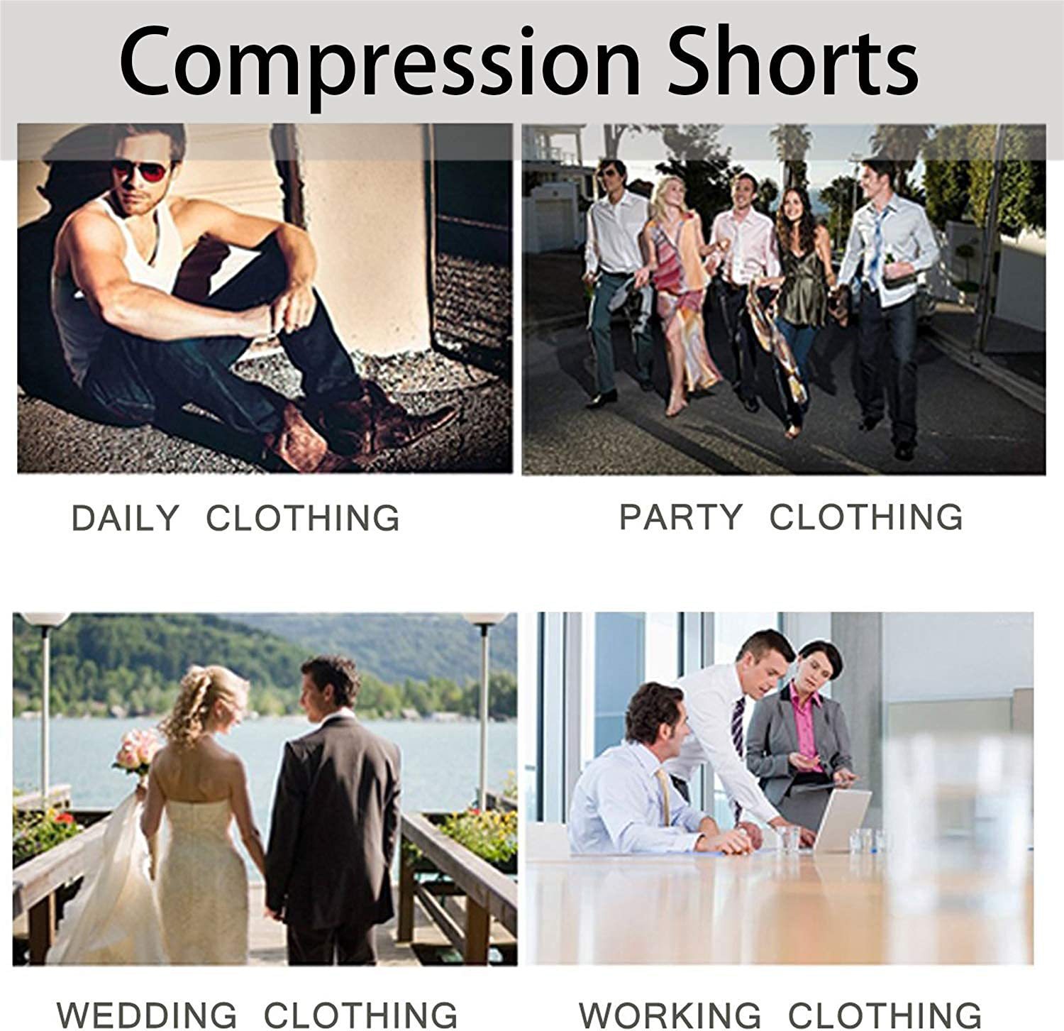 跨境欧美新款热销男士收腹束身提臀高腰运动五分点胶双层束腰裤详情17