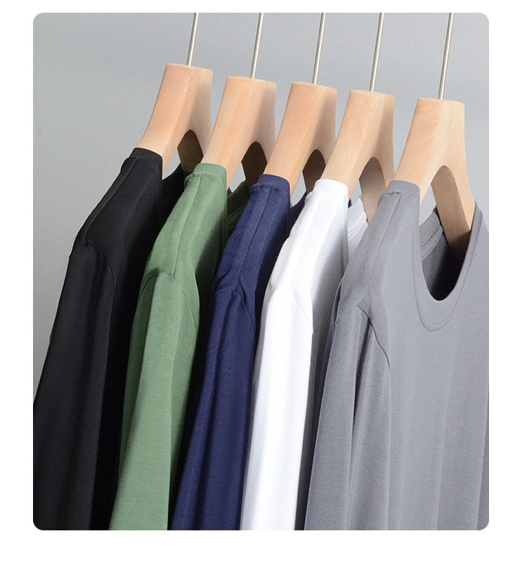 斌斌男装莫代尔男士长袖t桖衫春秋季新款日系纯色圆领打底衫T恤男详情13