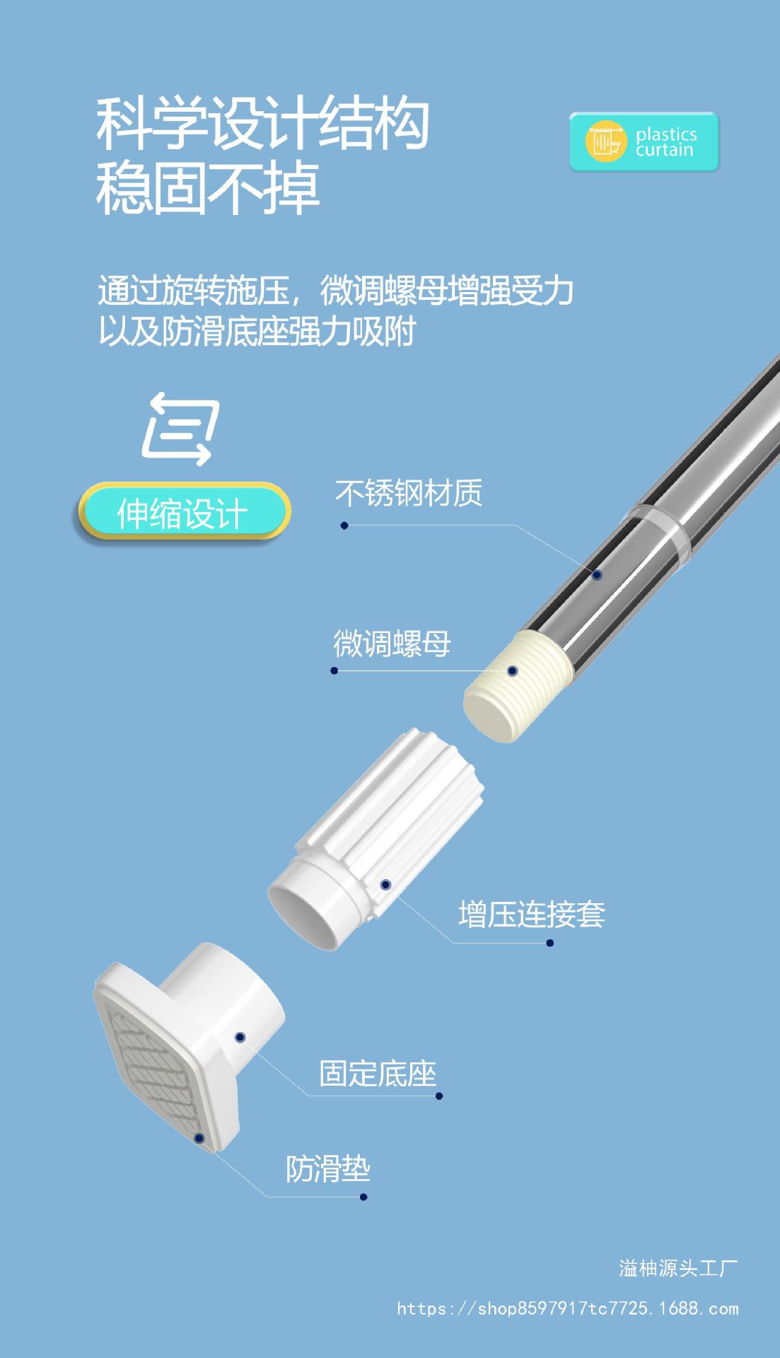 浴室加厚防水浴帘卫生间免打孔套装遮挡隔断帘淋浴帘厨房门帘窗帘详情19