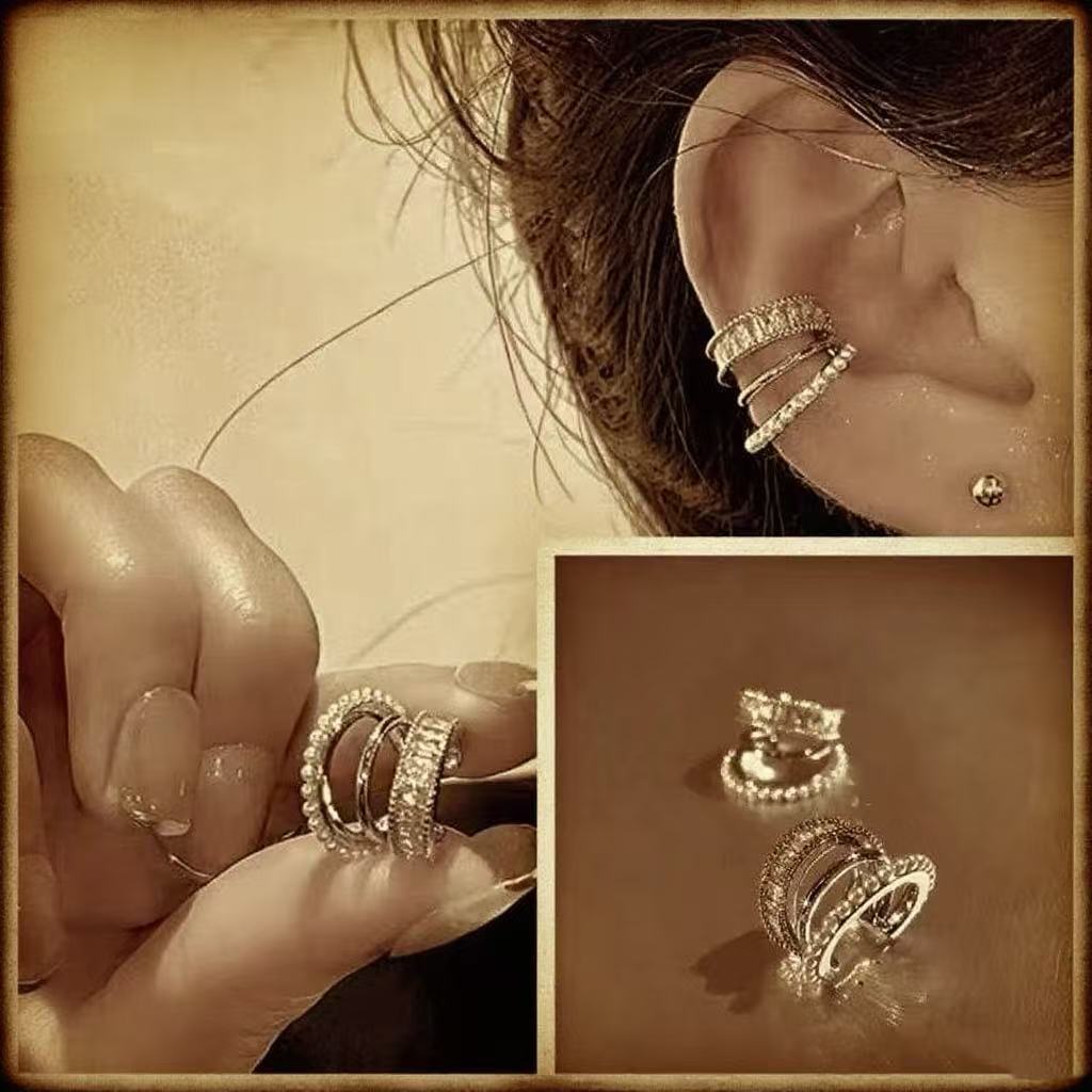 无耳洞多层珍珠锆石耳骨夹款轻奢饰品个性迷你气质小众设计师耳环详情4