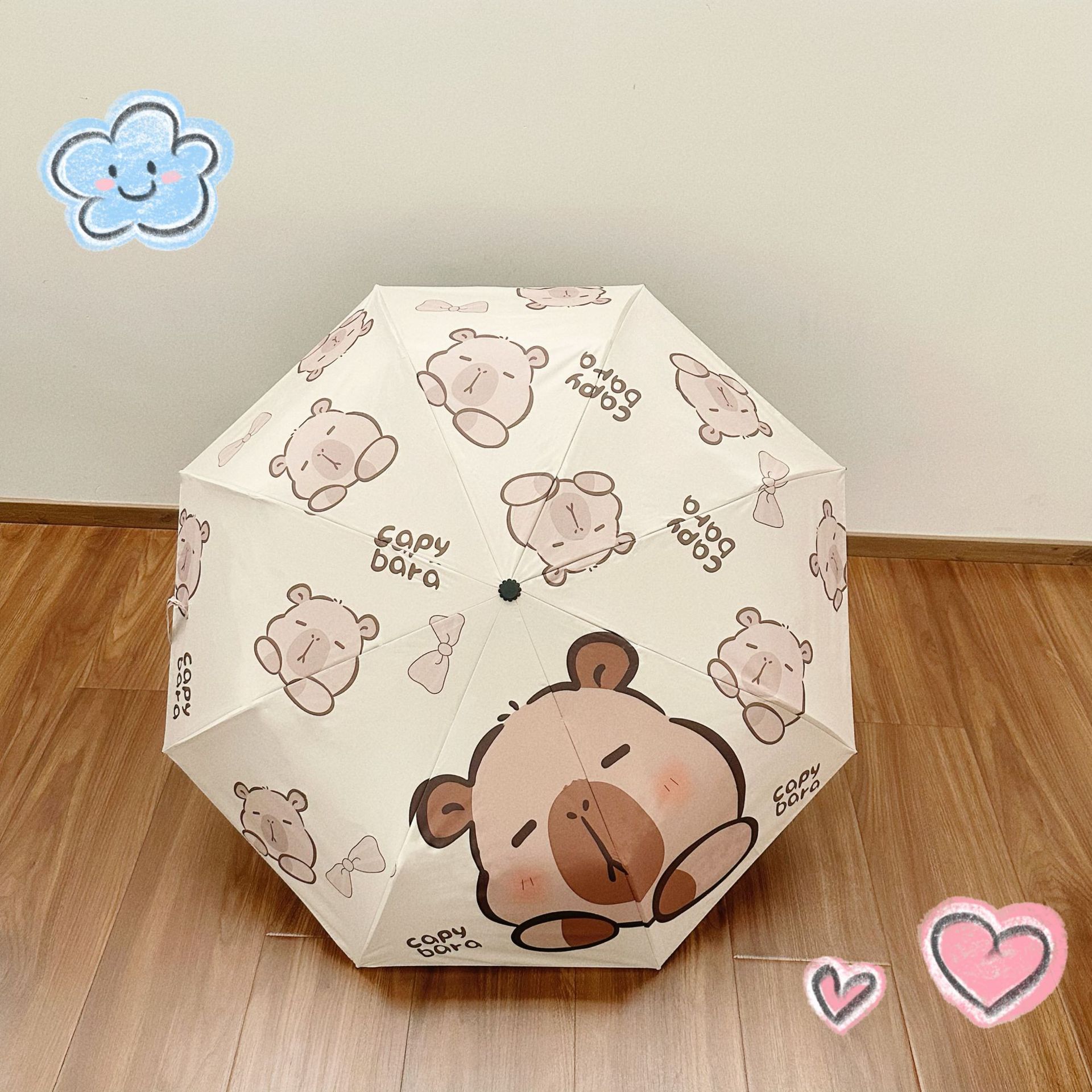 卡皮巴拉全自动雨伞男女防晒卡通防紫外线晴雨两用折叠学生遮阳伞详情6