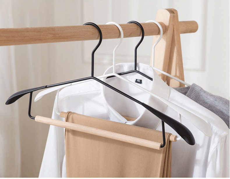 实木铁艺衣架金属宽肩无痕衣挂服装店家用裤架多功能轻奢铁木衣架详情16