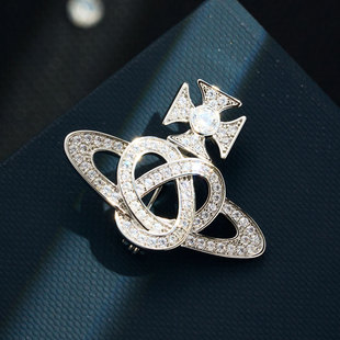 轻奢时尚经典土星别针微镶满锆个性复古设计日常穿搭胸针爆款胸花详情2