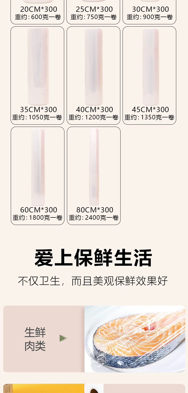 保鲜膜家用加厚一次性PE食品级耐高低温厨房冰箱蔬果保鲜商用批发详情5