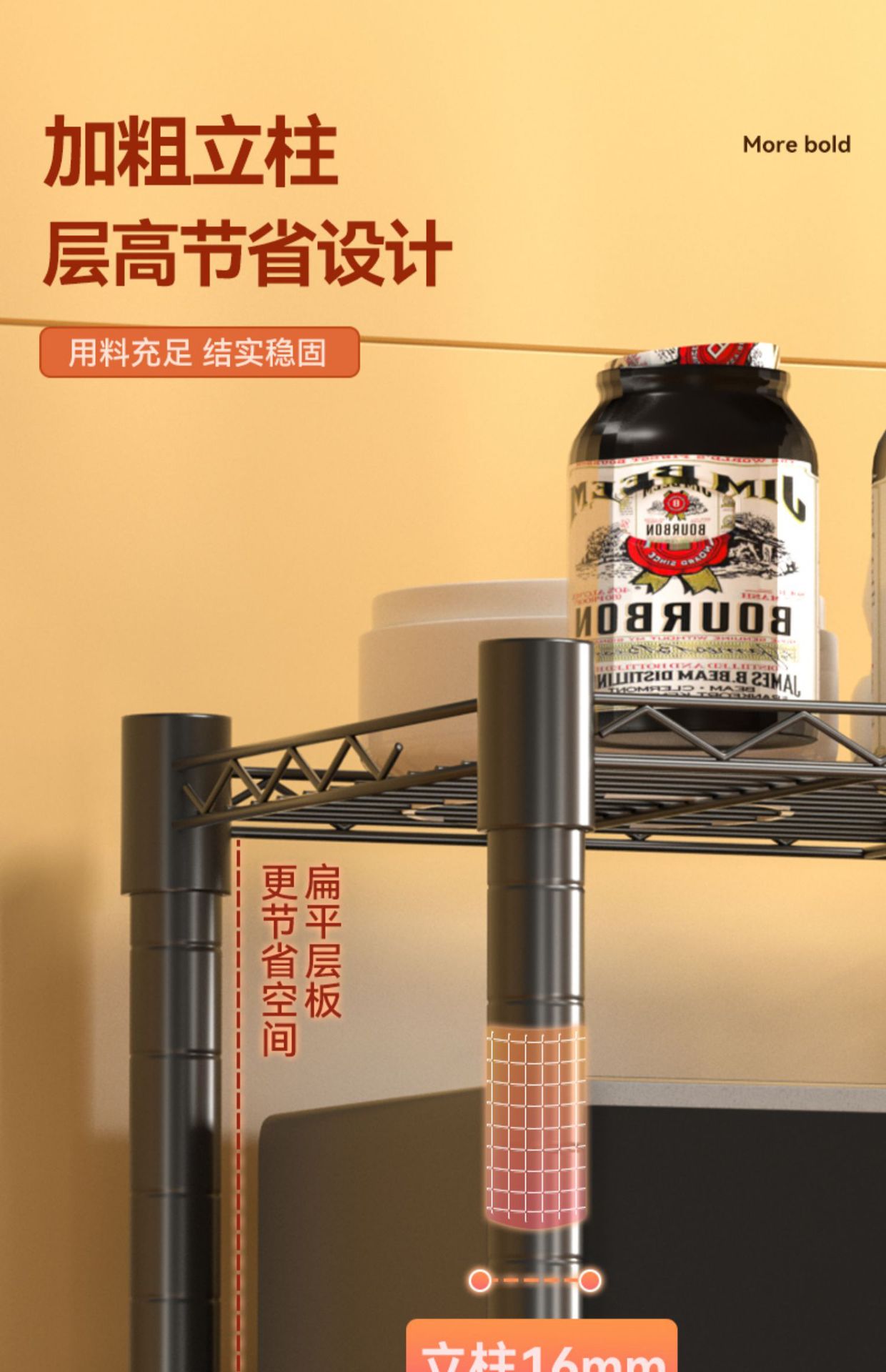 Factory wholesale kitchen shelves, microwave floor-standing metal storage, home bathroom, oven, multi-layer storage shelves pic 18