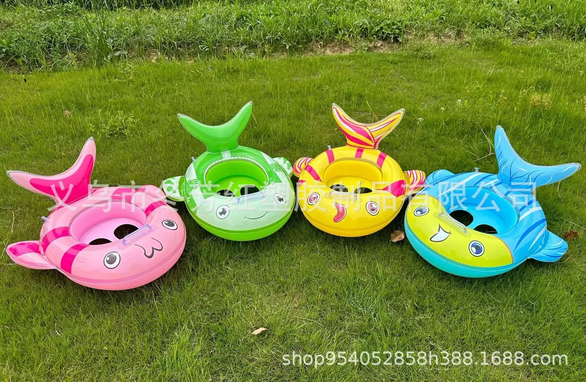 厂家直供新款PVC可爱表情充气儿童游泳圈动物座圈带把手运动户外游泳用品详情1