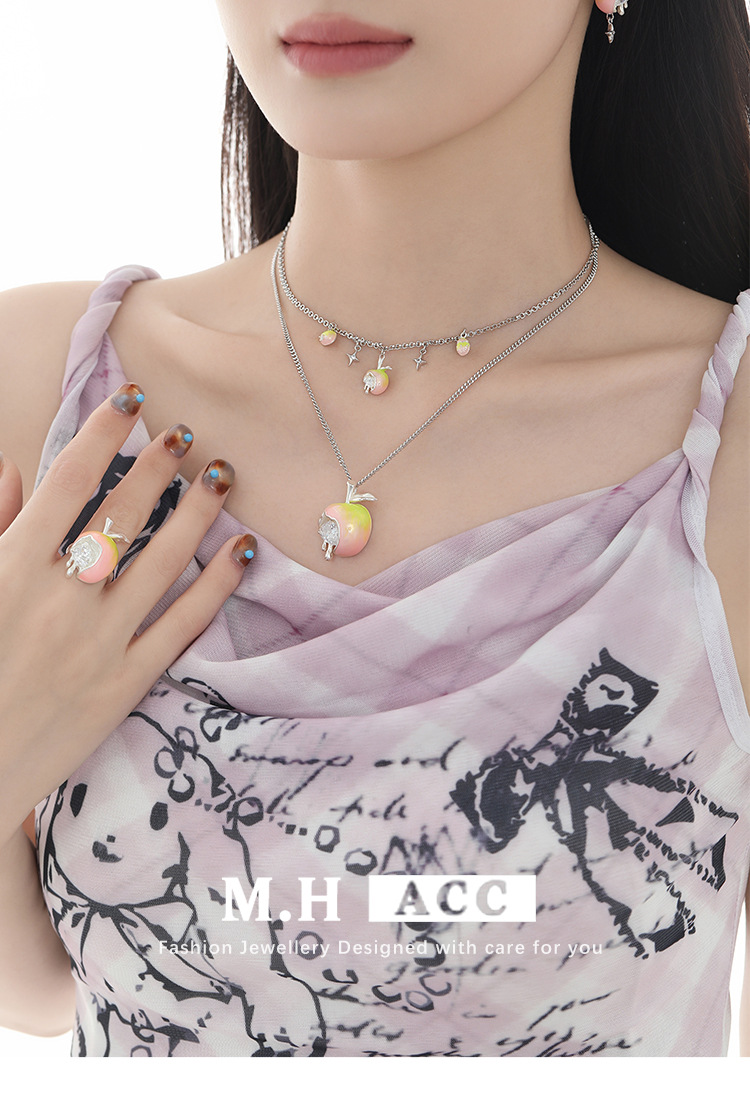 【 Customized 】 The soft-boiled apple series earrings feature a sweet and cool design for women, exuding an exquisite and high-end vibe, and are fashionable and stylish pic 4