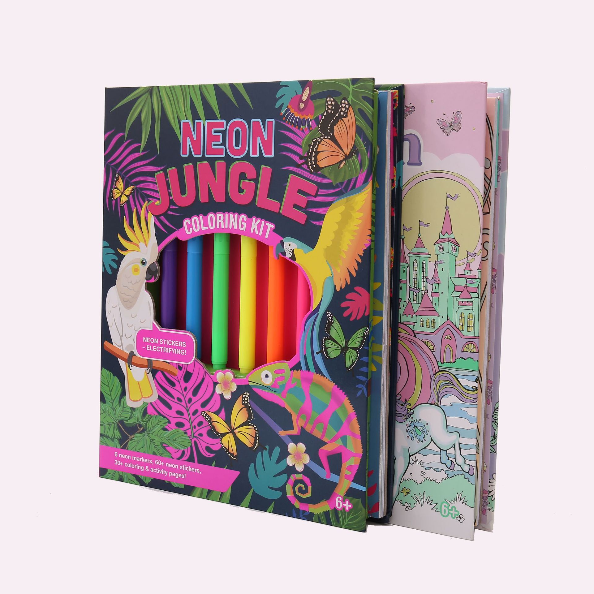 跨境独角兽卡通儿童涂色书绘画本学生炫彩涂鸦解压手绘填色套装详情1